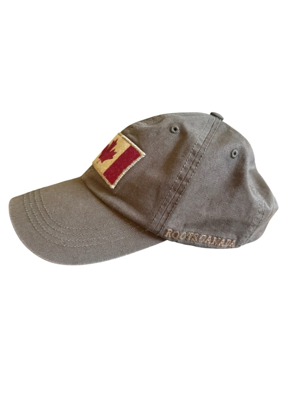 Roots Canada Flag Baseball Cap Hat Gray Adjustable Strapback One Size